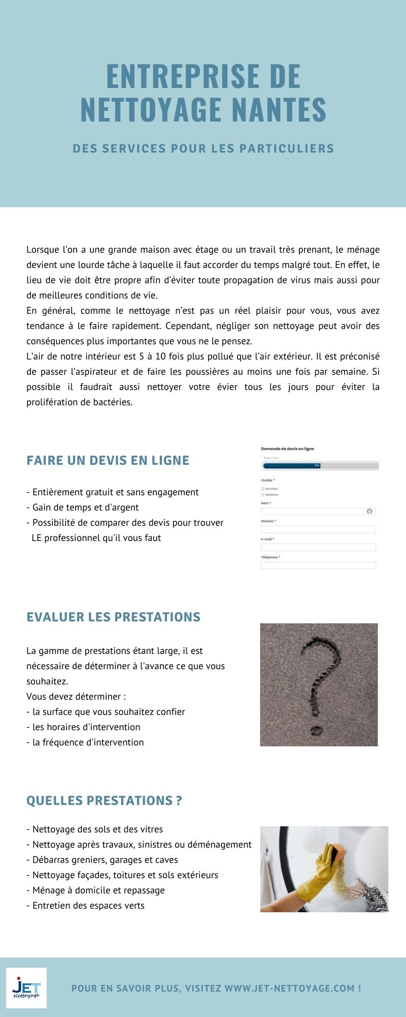Entreprise de nettoyage pour les particuliers Jet Nettoyage